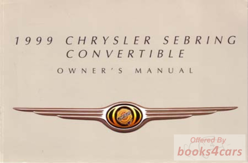view cover of 1999 Sebring Convertible Owners manual by Chrysler
