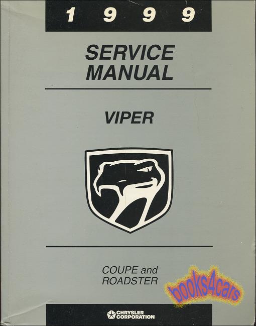 view cover of 1999 Viper Shop Service Repair Manual for Roadster & Coupe GTS by Dodge