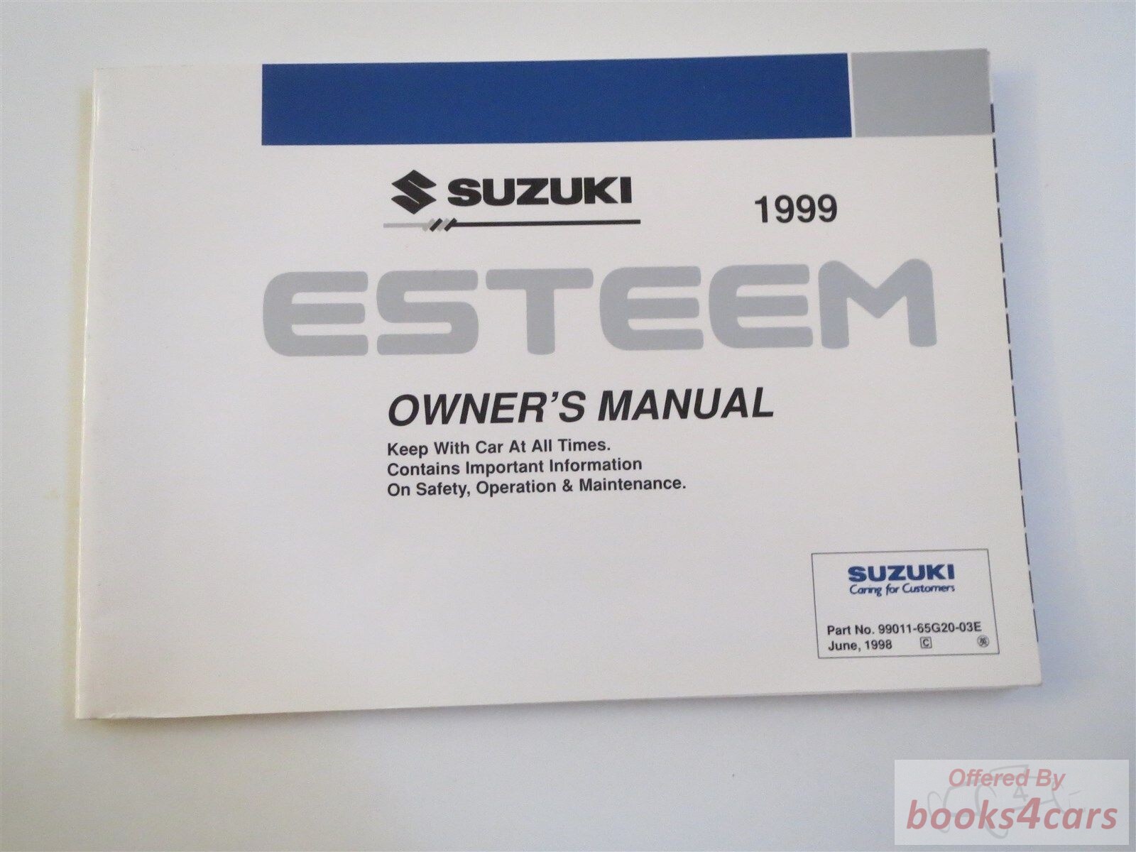 view cover of 1999 Esteem Owner's Manual by Suzuki