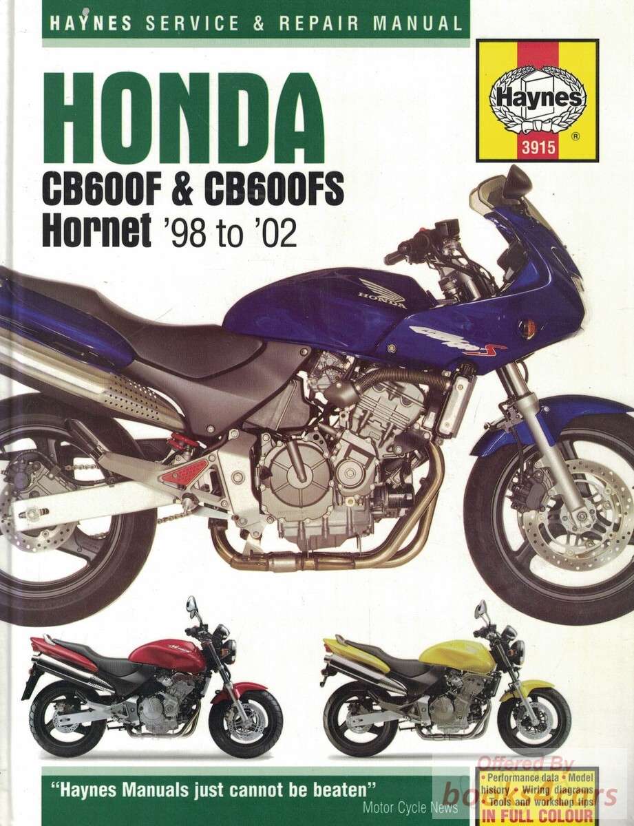 view cover of 1998-2002 CB600F Hornet Shop Service Repair Manual by Haynes for Honda CB600F & CB600FS
