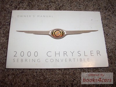 view cover of 2000 Sebring Convertible Owners Manual by Chrysler (JX)