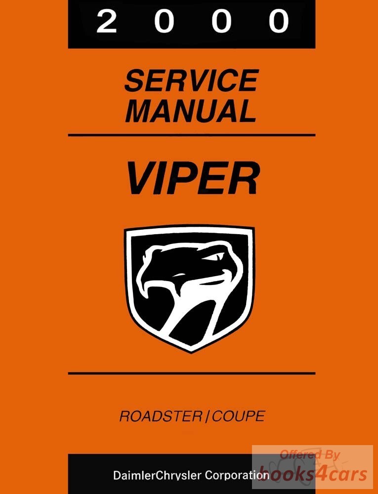 view cover of 2000 Viper Roadster Coupe Shop Service Repair Manual by Chrysler Dodge
