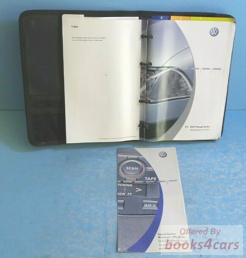 view cover of 2001 Passat owners manual by Volkswagen VW for Sedan only