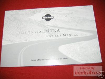 view cover of 2001 Sentra Owners Manual by Nissan