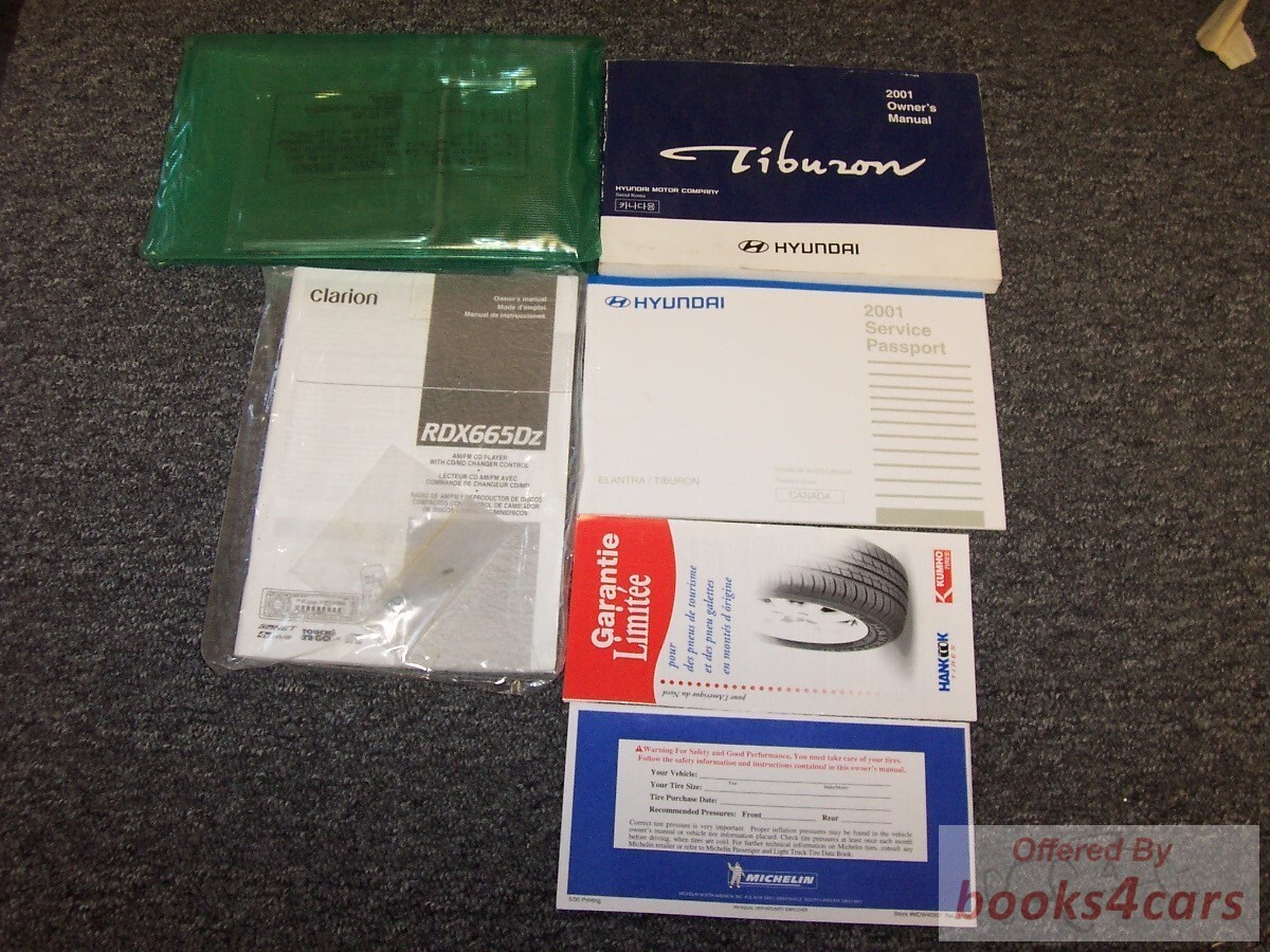 view cover of 2001 Tiburon Coupe Owners Manual by Hyundai