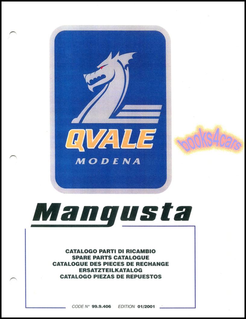 view cover of Qvale Mangusta Parts Manual