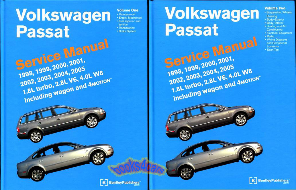 view cover of 1998-2005 Passat Shop Service Repair Manual 1,882 pages covering all gas versions including 4motion V6 W8 1.8L turbo Wagon 6 speed 2.8 4.0 wiring diagrams and more Very comprehensive by Robert Bentley