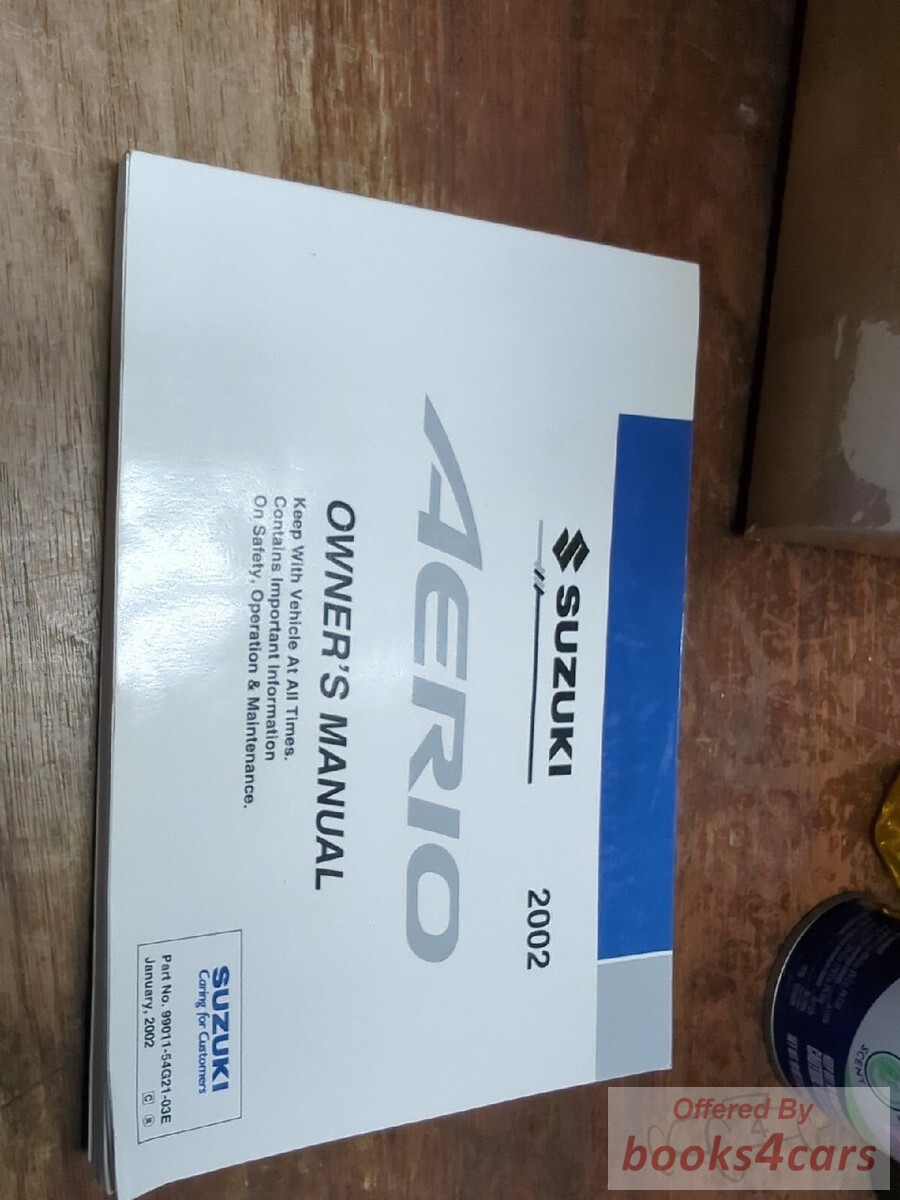 view cover of 2002 Aerio Owners Manual by Suzuki