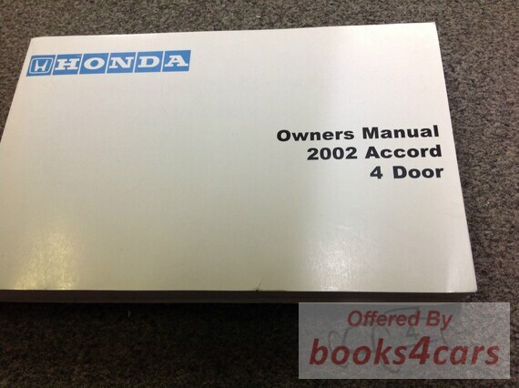 view cover of 2002 Accord 4 door Owners Manual by Honda