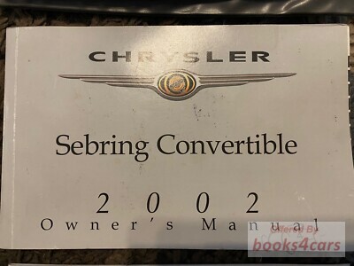 view cover of 2002 Sebring convertible owners manual by Chrysler