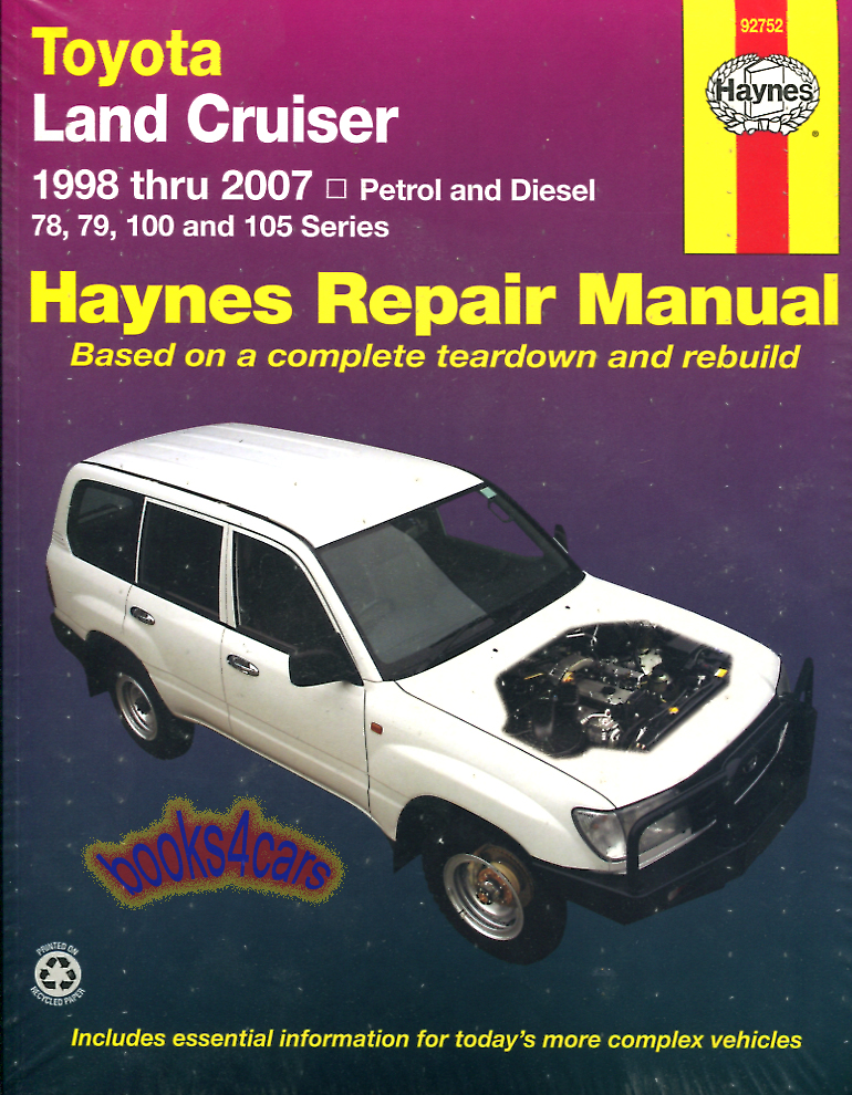 view cover of 1998-2007 Toyota Land Cruiser & Lexus LX470 Shop Service Repair Manual by Haynes covering gas petrol 4.7 4.5 & diesel 4.2