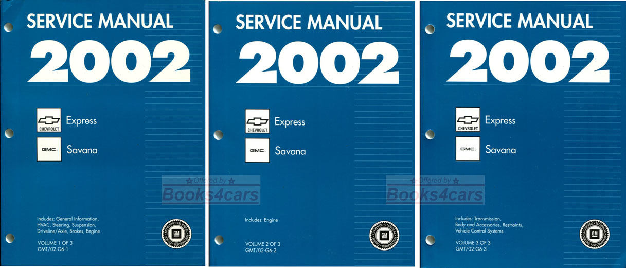 view cover of 2002 Chevy Savana Express van shop service repair manual by chevrolet and GMC