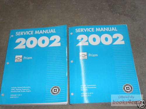 view cover of 2002 Prizm Shop Service Repair Manual by Geo Chevrolet