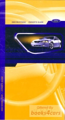 view cover of 2003 Mustang Owners Manual by Ford 200 pgs