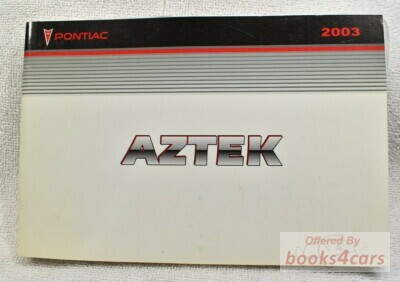 view cover of 2003 Pontiac Aztek Owners Manual
