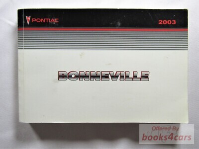 view cover of 2003 Bonneville Owners Manual by Pontiac