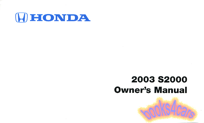 view cover of 2003 Honda S2000 owners manual
