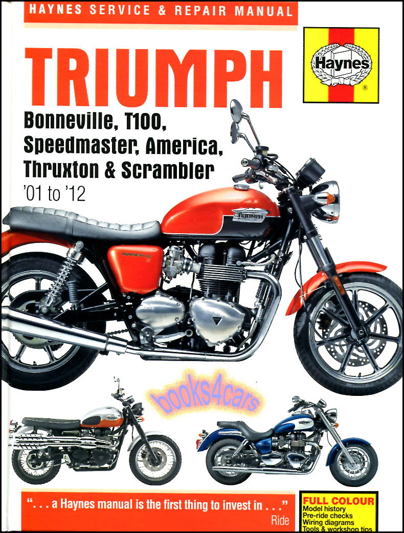 view cover of 2001-2015 Triumph Bonneville Shop Service Repair Manual by Haynes 790 865 T100 America Speedmaster Thruxton Scrambler