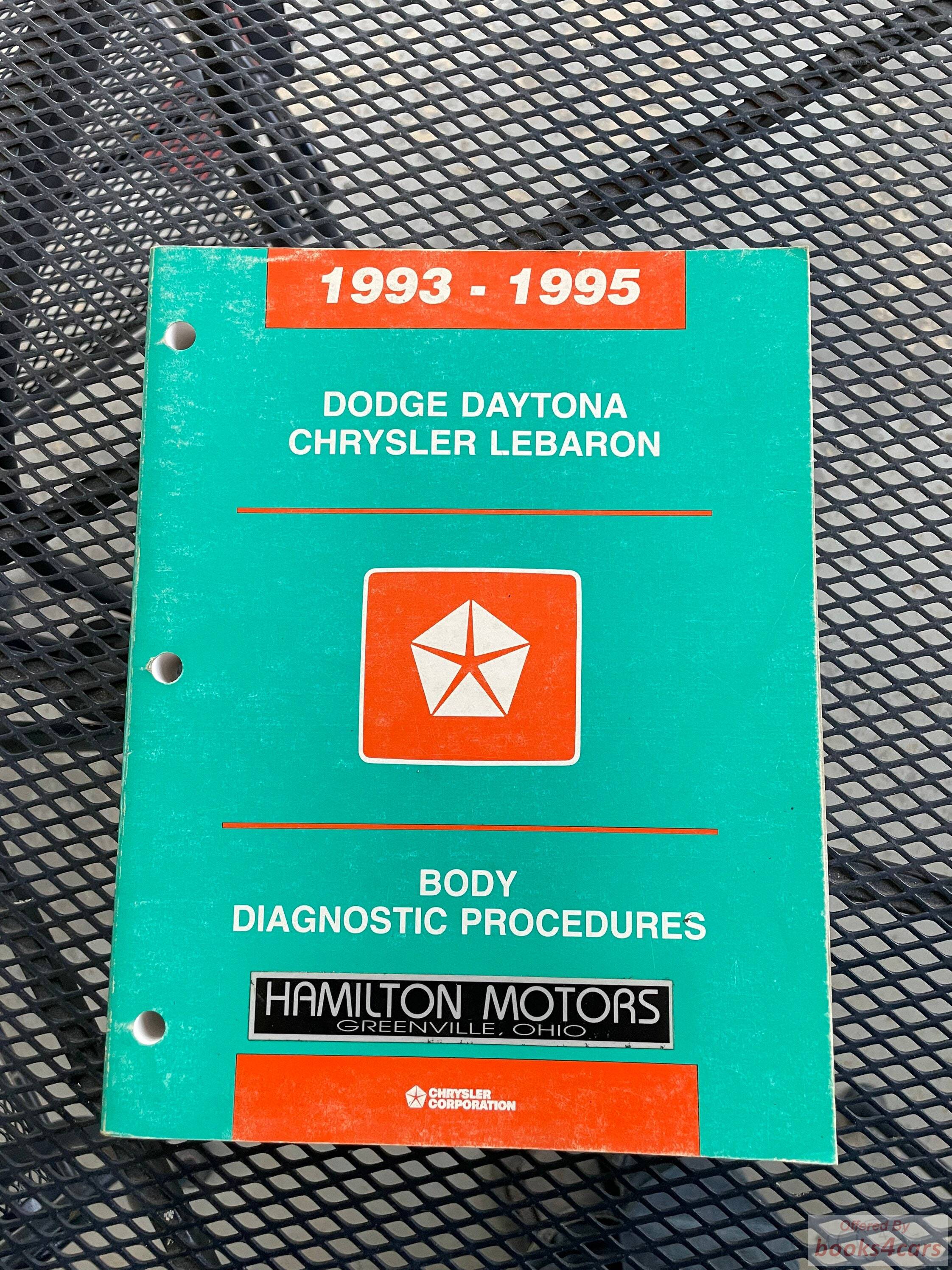 view cover of 1993 Daytona and Lebaron body diagnosis procedures manual