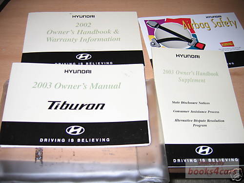 view cover of 2003 Tiburon Coupe Owners Manual by Hyundai