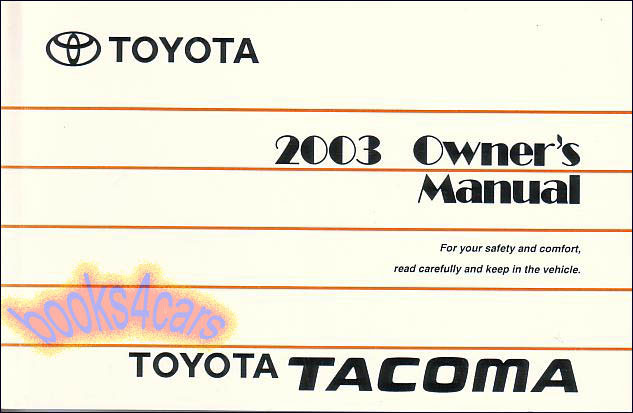 view cover of 2003 Tacoma Owners Manual by Toyota