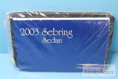 view cover of 2003 Sebring Sedan Owners Manual by Chrysler