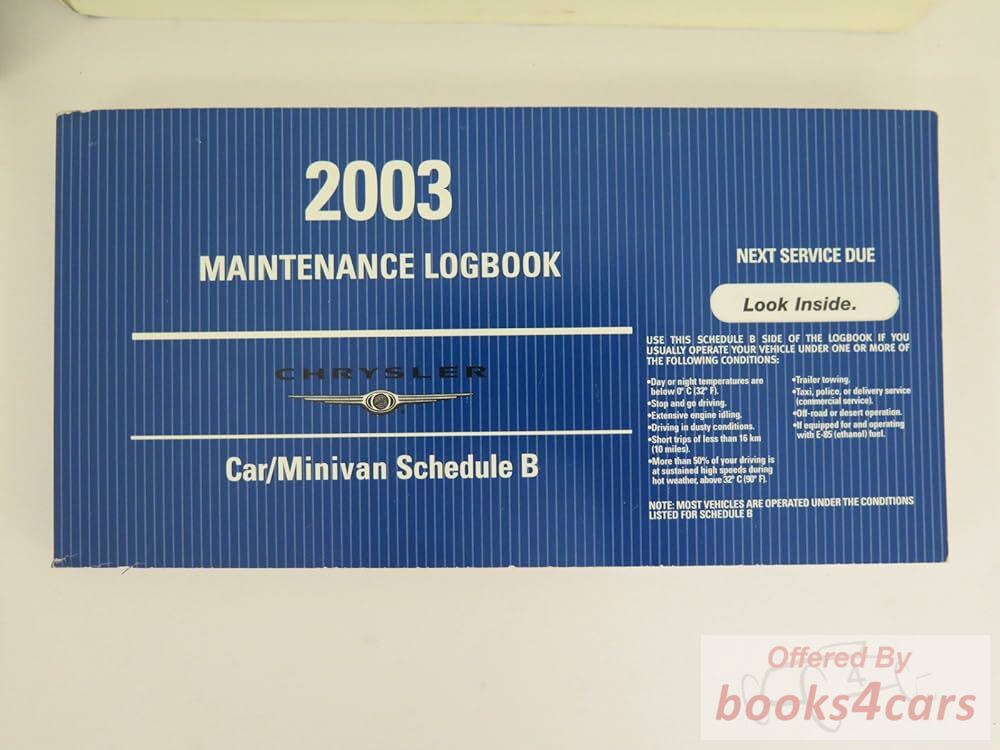 view cover of 2003 Car/Minivan Maintenance Logbook Schedules A and B