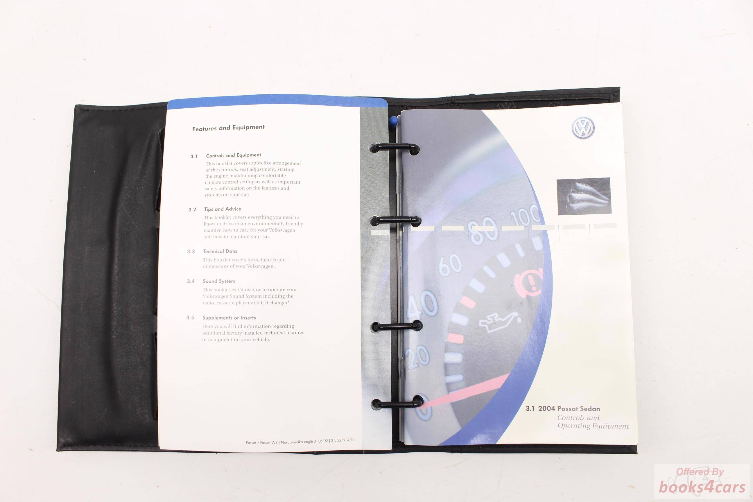 view cover of 2004 Volkswagen Passat sedan owners manual