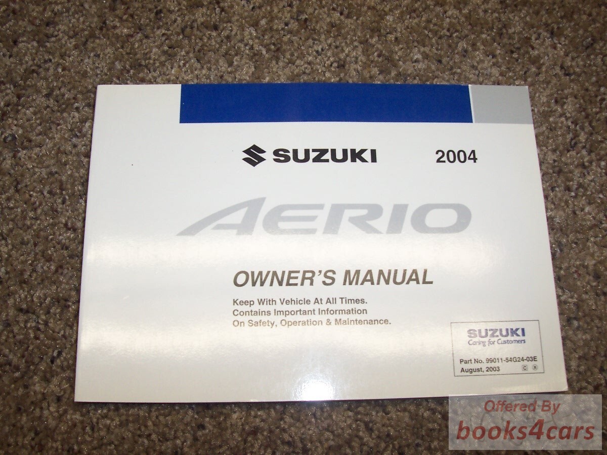 view cover of 2004 Suzuki Aerio Owners Manual