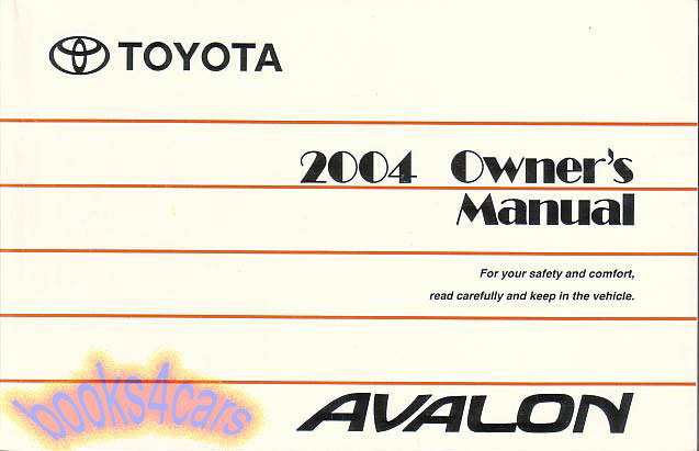 view cover of 2004 Avalon Owners Manual by Toyota 335 pages