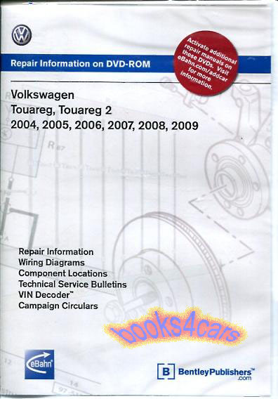 view cover of 2004-2009 Touareg & Touareg 2 Shop Service Repair Manual by Volkswagen on DVD -Rom gas engines 3.2 V6 3.6 V6 4.2 V8 diesel 5.0 V10 TDI