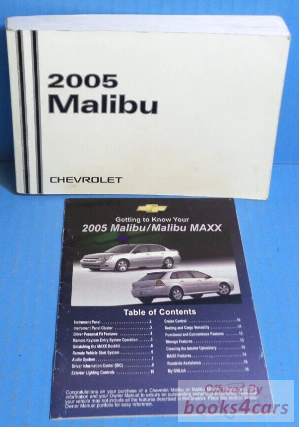 view cover of 2005 Malibu Owners Manual by Chevrolet includes MAXX