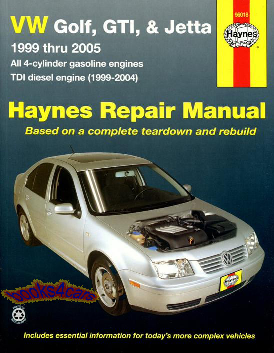 view cover of 1999-2005 VW Volkswagen Golf GTI Jetta Shop Service Repair Manual include 1.8 2.0 Gas & 1.9 Diesel by Haynes (does not cover 2005 only PD diesel)