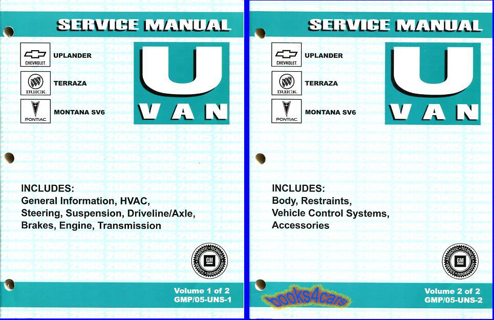 view cover of 2005 Uplander Montana SV6 Venture Relay & Terraza Shop Service Repair Manual Set by Chevrolet Buick Saturn & Pontiac