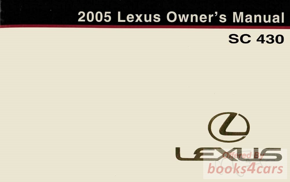 view cover of 2005 SC430 owners manual by Lexus