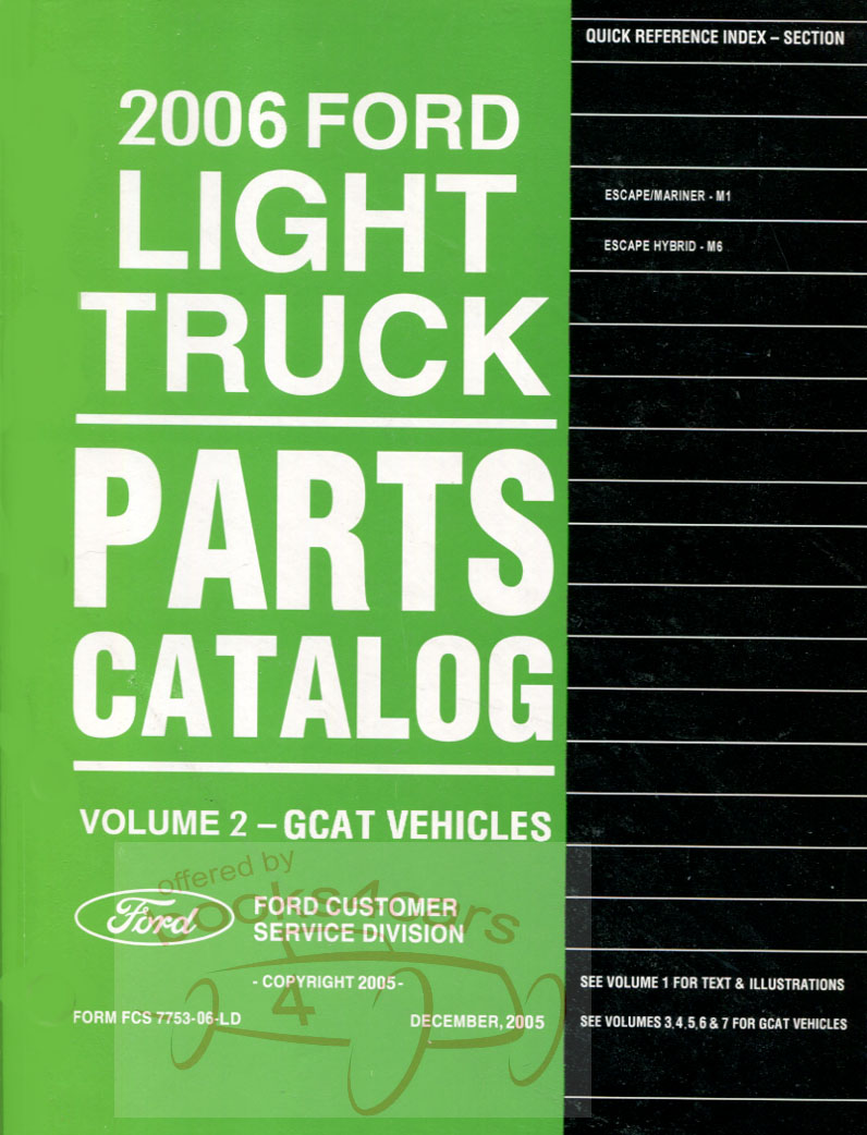view cover of 2006 Escape Mariner & Escape & Hybrid Parts Manual by Mercury & Ford Truck - Also applicable to Mazda Tribute