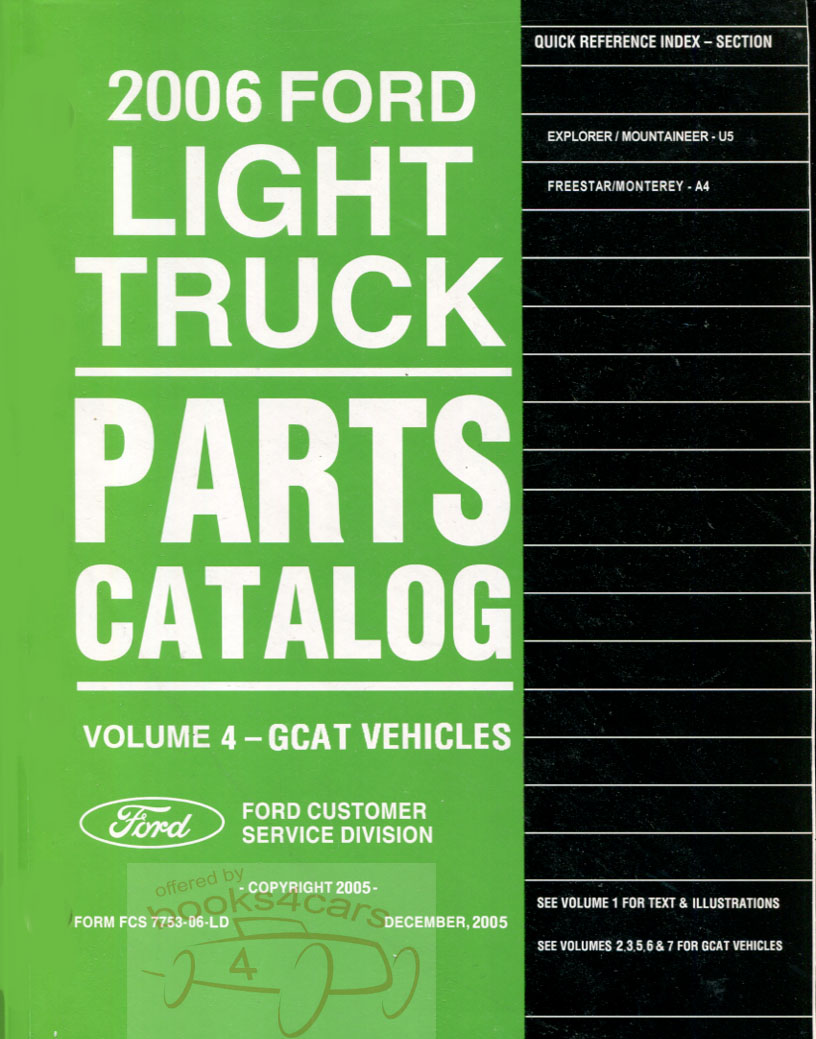 view cover of 2006 Explorer Freestar Mountaineer & Monterey Parts Manual by Mercury & Ford Truck