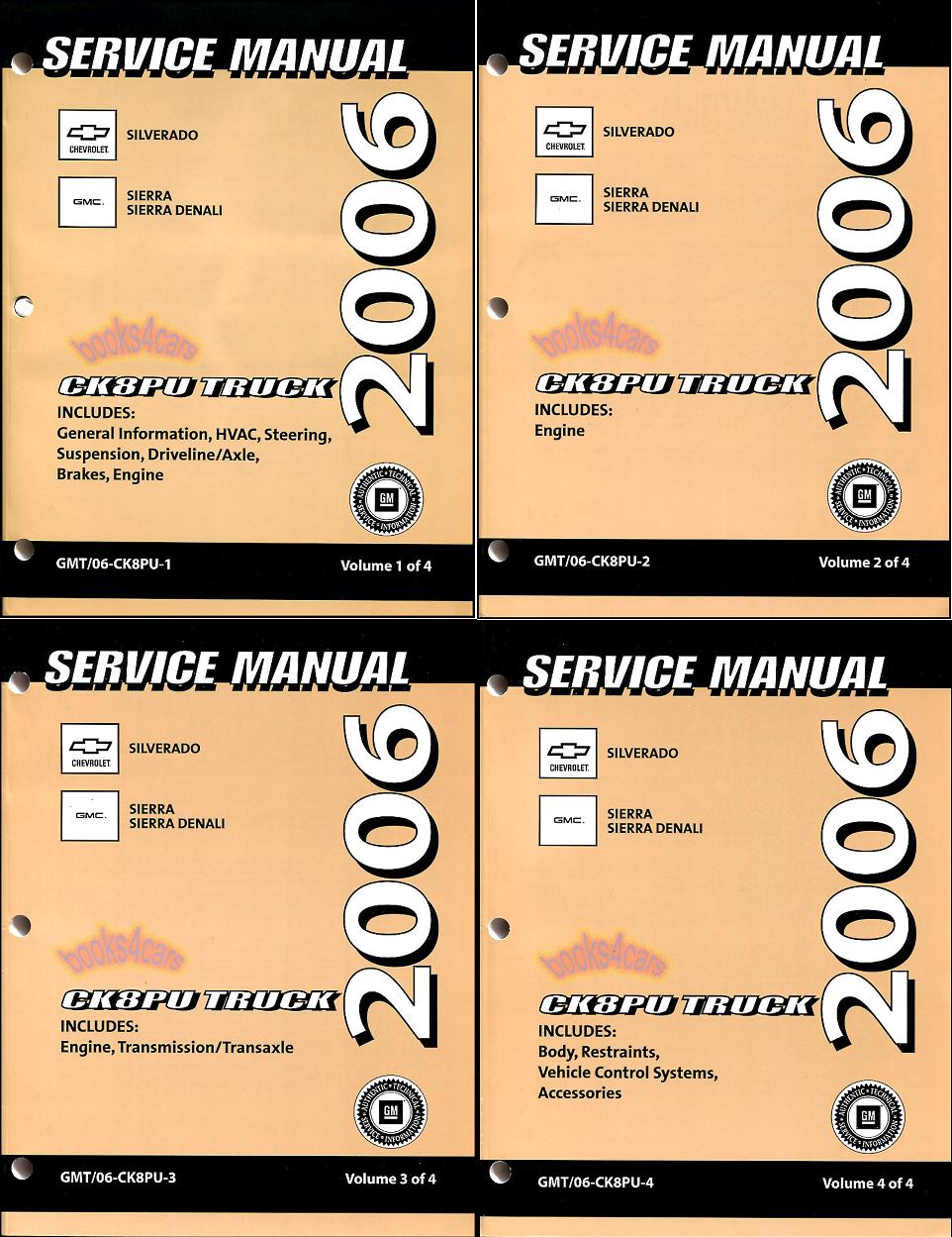 view cover of 2006 Chevy Silverado and GMC Sierra and Denali shop service repair manual 4 volume set by Chevrolet and GMC Truck CK8