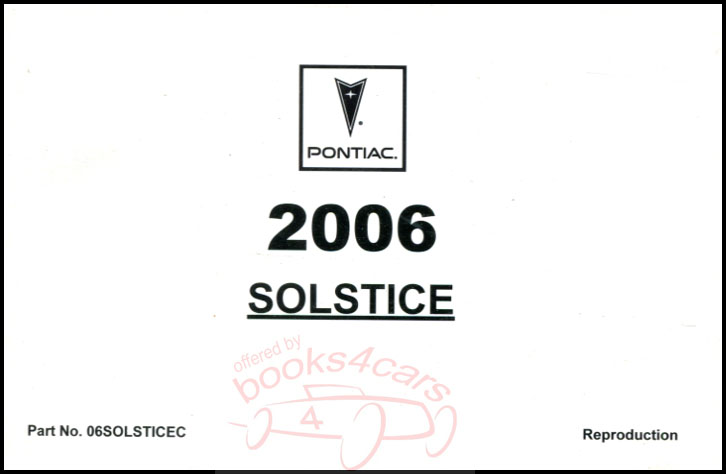 view cover of 2006 Solstice Owners Manual by Pontiac