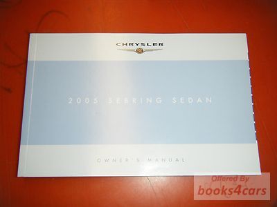 view cover of 2005 Sebring Sedan Owners Manual by Chrysler