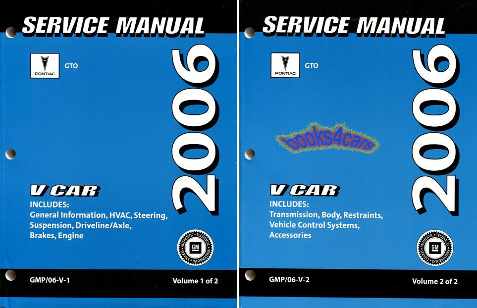 view cover of 2006 GTO shop service repair manual by Pontiac