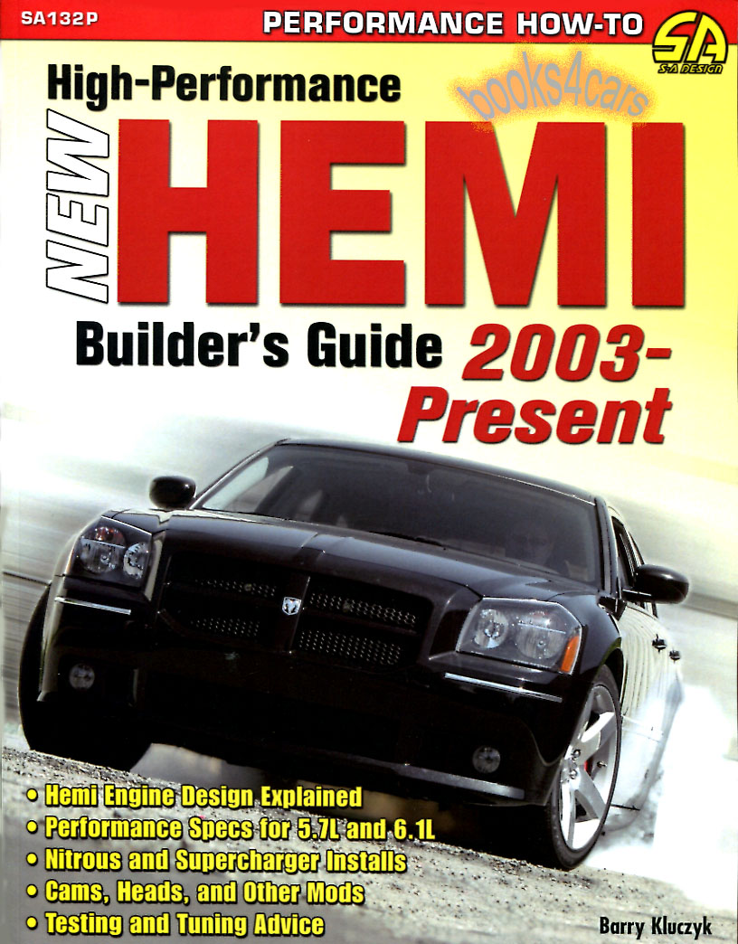 view cover of High-Performance NEW Dodge Hemi Builder's Guide by B. Kluczyk featuring design modifiications tuning nitrous & supercharger electronic engine management camshaft & head 300+ photos 144 pgs