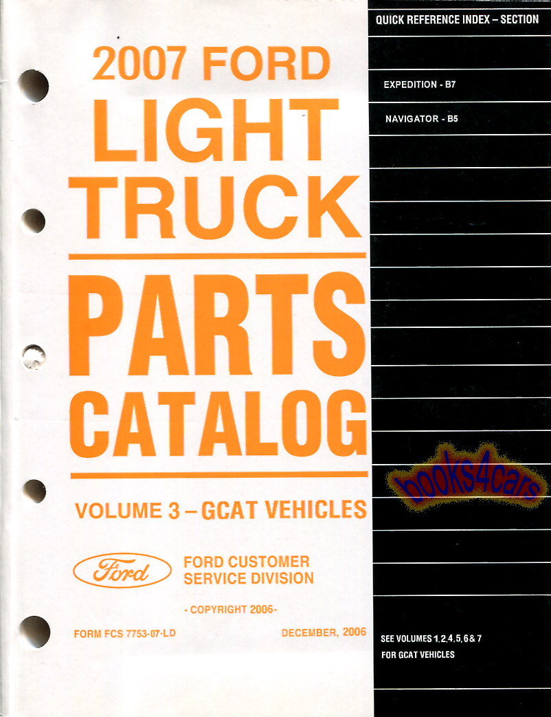 view cover of 2007 Parts Manual for all 2007 Expedition & Lincoln Navigator by Ford & Lincoln