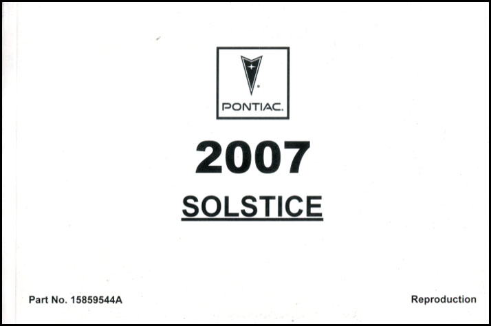 view cover of 2007 Solstice Owners Manual by Pontiac 396 pages