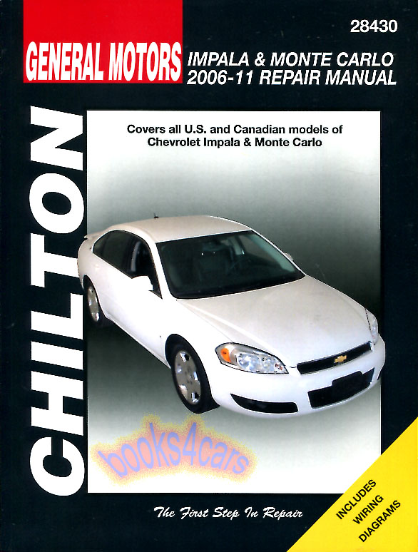 view cover of 2006-2011 Chevrolet Impala and Monte Carlo Shop Service Repair manual 288 pages by Chiltons for Chevy