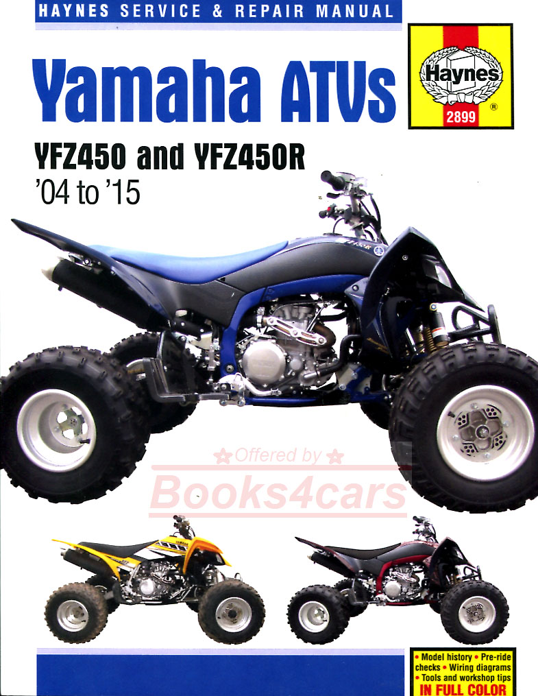 view cover of 2004-2017 Yamaha YFZ450 & YFZ450R ATV Shop Service Repair Manual by Haynes with step by step repair procedures for the engine electrical brakes and more for the YFZ 450 & R