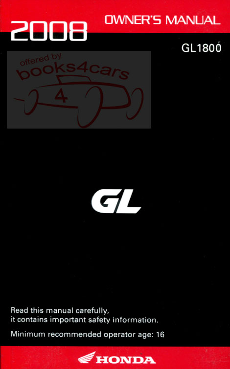 view cover of 2008 Honda GL1800 Goldwing Owners Instruction Manual Handbook by Honda