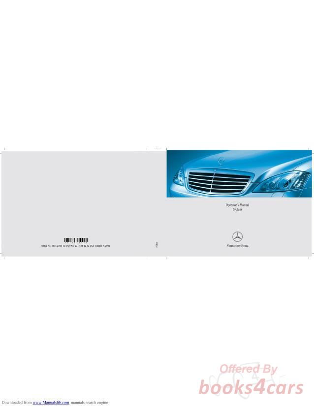 view cover of 2008 S-Class Owners Manual by Mercedes S550