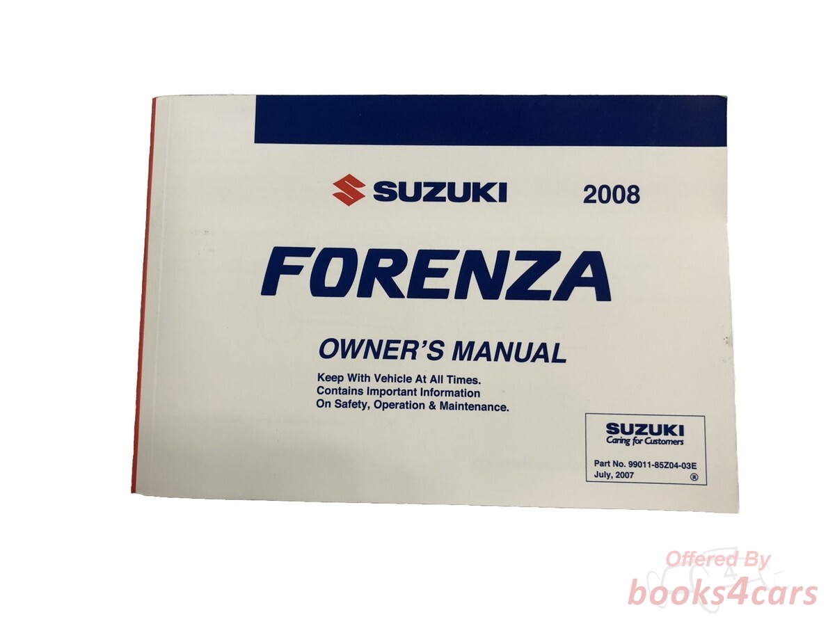 view cover of 2008 Forenza Sedan Owners Manual by Suzuki