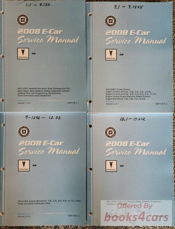 view cover of 2008 G8 shop service repair manual by Pontiac